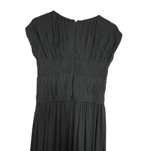 Peruvian Connection Small Black Micro Pleated V-Neck‎ Midi Dress Contemporary thumbnail 7
