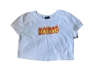 Rue 21 y2k embroidered flame hottie baby crop tee thumbnail 1