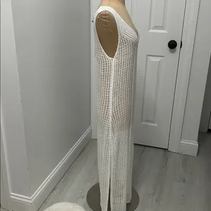 Zara White Crochet Cover Up Maxi Dress thumbnail 3