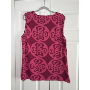 Sunsets & Sweet Tea Geometric Mesh Top Womens Size XL Pink Y2K Sleeveless Travel thumbnail 3