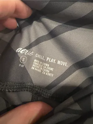 aerie Black & Charcoal‎ Striped Palm leaves Active Leggings thumbnail 2