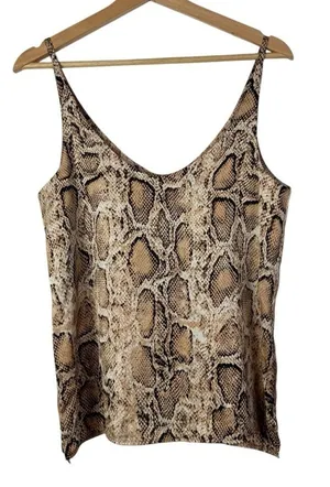 BooHoo Light Brown Snake‎ Print Satin Feel Cami Tank Top 6 thumbnail 1