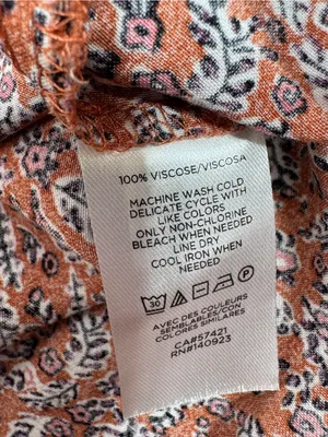 Loft Ditsy Floral Print Tiered‎ Babydoll Dress Rust Orange 12 Boho Cottagecore thumbnail 11