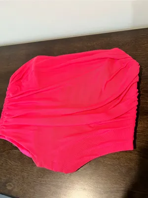 Strapless Ruched Hot Pink Swim Top thumbnail 3