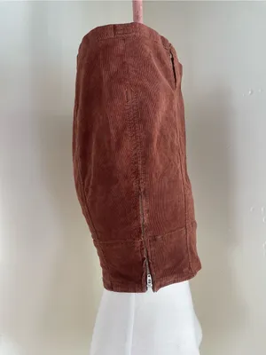 Free People Chocolate Brown Corduroy Mini Skirt with Front Slit thumbnail 2