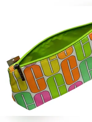 Clinique Neon Green-Zip Multicolor Logo Pouch thumbnail 5