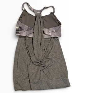 Alo Yoga Tank Top Built-in Sports Bra Heathered Grey Snakeskin Print Small thumbnail 2