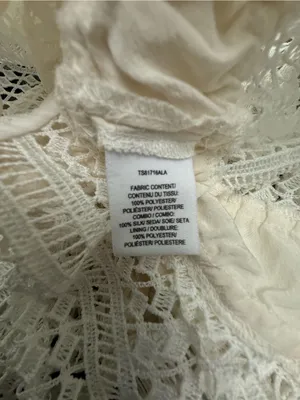 Derek Lam 10 Crosby White Crochet V-Neck Peplum Top Silk Ruched Detail Size 6 thumbnail 4