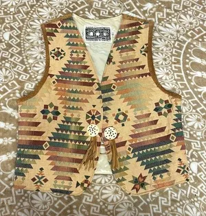VTG Native Components Handmade in America Vintage Tapestry Vest Size Small thumbnail 1