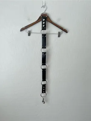 Vegan Leather Punk Grunge Industrial Ring Link Belt Black Silver thumbnail 2
