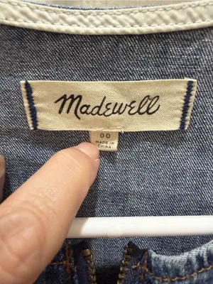 Madewell Denim Ruffle-Sleeve Zip-Front Jumpsuit Stretch Indigo 00 thumbnail 5