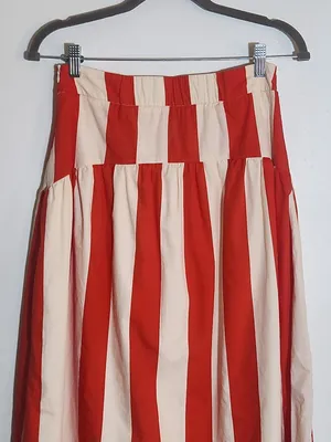 Avara Red and Cream Stripe Midi Skirt Size 6 thumbnail 5