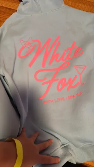 white fox with fox with love blue and pink sweat shirt thumbnail 3