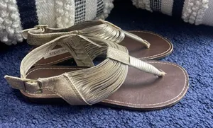 Steve Madden “Stacie” Strappy Gold Sandal Boho Peasant Bohemian Festival Size 8 thumbnail 1
