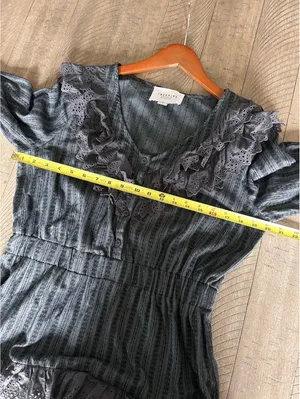The Shirt by Rochelle Behrens The Nicky Ruffle Dress Black Eyelet Women’s Large thumbnail 10