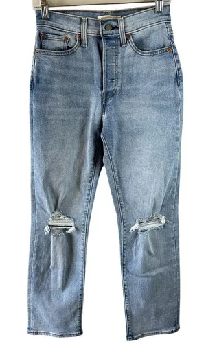 Levi’s Wedgie Straight Distressed Light Wash Jeans Button Fly Size 27 thumbnail 1