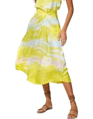 NWT Young Fabulous & Broke Savanna Yellow Satin Midi Skirt XS thumbnail 1
