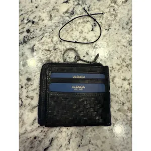 Vilenca‎ Holland Black Woven Leather Zip Around Wallet Keyring Boho Basket NEW thumbnail 2