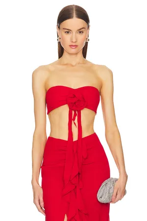 Bardot Akasha Crop Top in Deep Red thumbnail 1