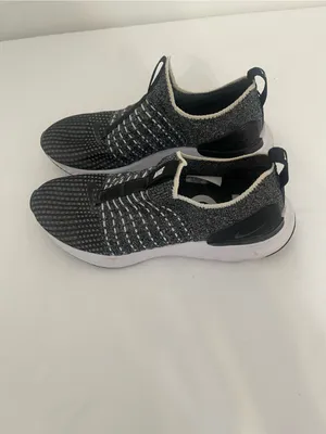 Nike Women’s Black and White Slip-On Knit Sneakers thumbnail 3