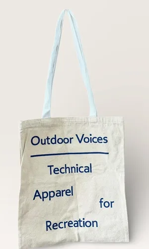 Outdoor Voices Canvas Tote Bag Natural Books Library Shoulder Strap Shopping thumbnail 1