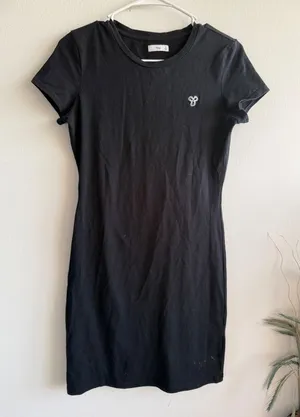 Tna Aritzia Womens‎ Black Short Sleeve Logo Mini T-Shirt Dress Size S Casual LBD thumbnail 1