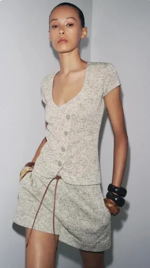  ZARA Grey Short Sleeve Top thumbnail 1