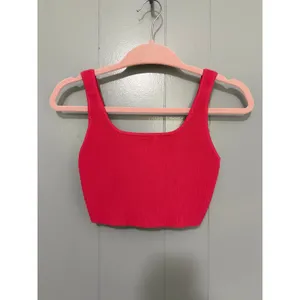 Aritzia Babaton Eros Pink Sculpt Knit Ribbed Squareneck Cropped Tank Top S thumbnail 3