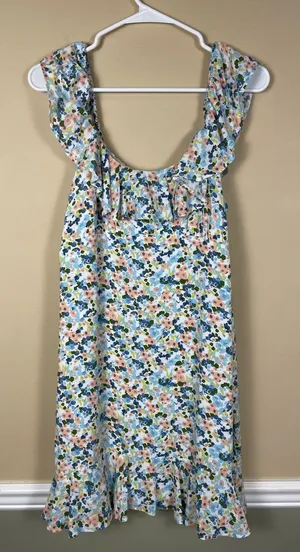Abercrombie & Fitch Women’s Boho Floral Print Multicolor Ruffle Dress thumbnail 1