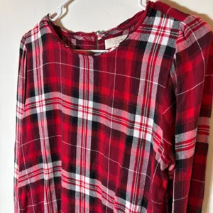 LOFT Red Plaid Long‎ Sleeve Button Back Blouse Size Medium thumbnail 2