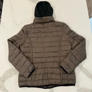 Guess Detachable Hoodie Puffer Jacket Women’s Size Large Taupe Outerwear Casual thumbnail 14