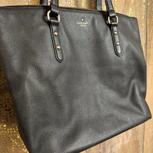 Kate Spade New York Larchmont Avenue Leather Penny Large Tote Color Black Used thumbnail 3