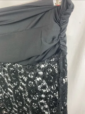 Black Sheer To Waist Maxi Long Lace Skirt M thumbnail 4