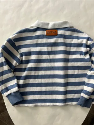 Parke Striped Rugby Shirt Blue White Long Sleeve Sweater Polo Top XS thumbnail 4