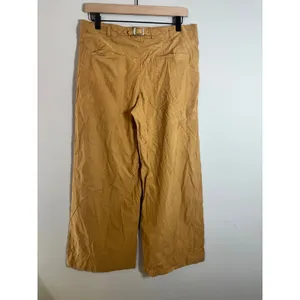 Anthropologie Mustard Yellow Wide Leg Pleated Cinch Back Trousers Size 6 thumbnail 5