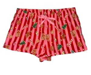 Old Navy Holiday Flannel Boxer Shorts XL Pink Red Christmas Gingerbread thumbnail 1