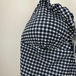J.Crew Ruffle V Neck One Piece Gingham Swimsuit Padded Navy Retro US 24 NWT thumbnail 10