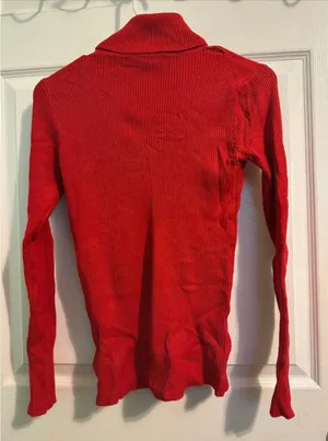 Women's Red Ribbed Long thumbnail 1
