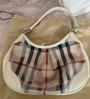 Burberry Cream Plaid Hobo Shoulder Bag thumbnail 1