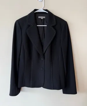 Ann Taylor Blazer Suit Jacket Women's Size 8 Black Notch Lapel Single Breasted thumbnail 1