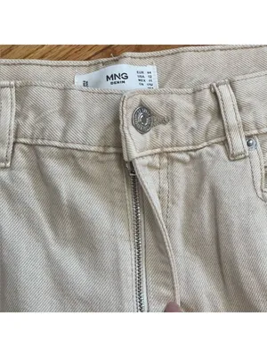 MANGO MNG Denim Rachel High Rise Loose Fit Crop Barrel Jeans - Beige US 12 thumbnail 11