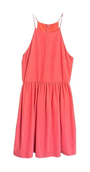 Everly Size Small Coral Pink Goddess Style High Neck Dress Lightweight‎ #I15-5 thumbnail 1