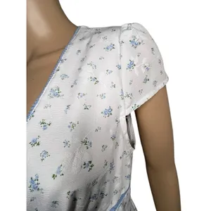 Cider Cottagecore Floral Pattern Button Up Short Sleeve V-Neck Dress thumbnail 2