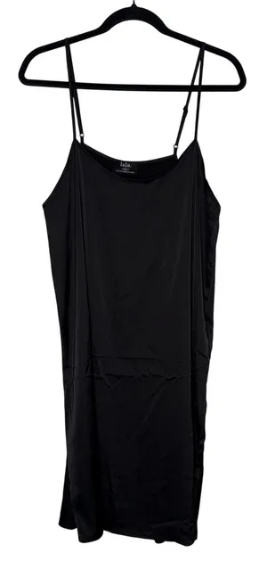 lala. Slip Dress Women L/XL+ Black Excellent Adjustable Spaghetti Straps Cami thumbnail 1