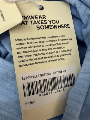 Monday Swimwear Seychelles Bottom Sky Rib NWT M thumbnail 5