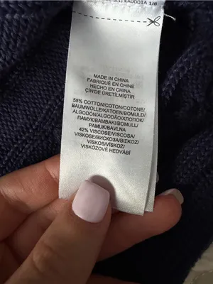 Navy blue Ralph Lauren cable knit sweater with horizontal ribbed texture, size M thumbnail 3