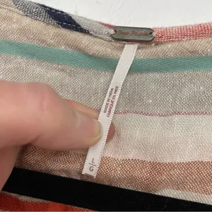 Free People Blue & Pink Vertical Striped Short Sleeve Wrap Dress Womens L Mini thumbnail 6