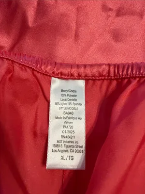 Silky Lace Trim Cami & Shorts Sleep Set - Red top is size L bottom size XL new thumbnail 7