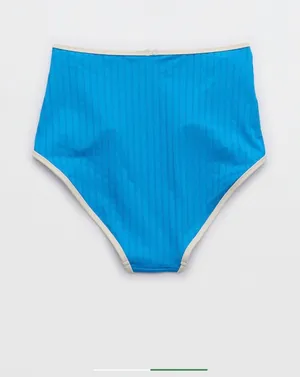 Aerie Real Good Blue Ribbed High Waisted Bikini Bottom thumbnail 5
