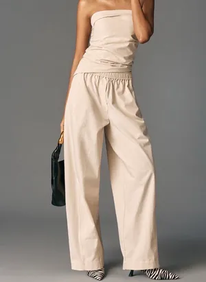 Anthropologie Maeve Poplin Sporty Pull-On Trousers, Size S thumbnail 1